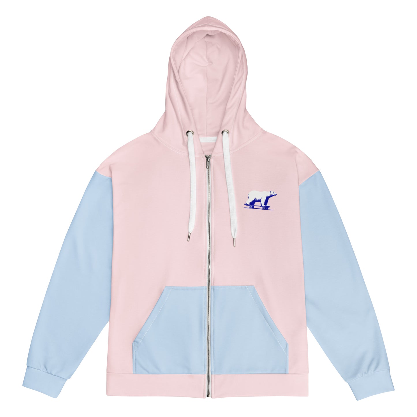 Polar Bear on a Skateboard - zip hoodie (unisex)