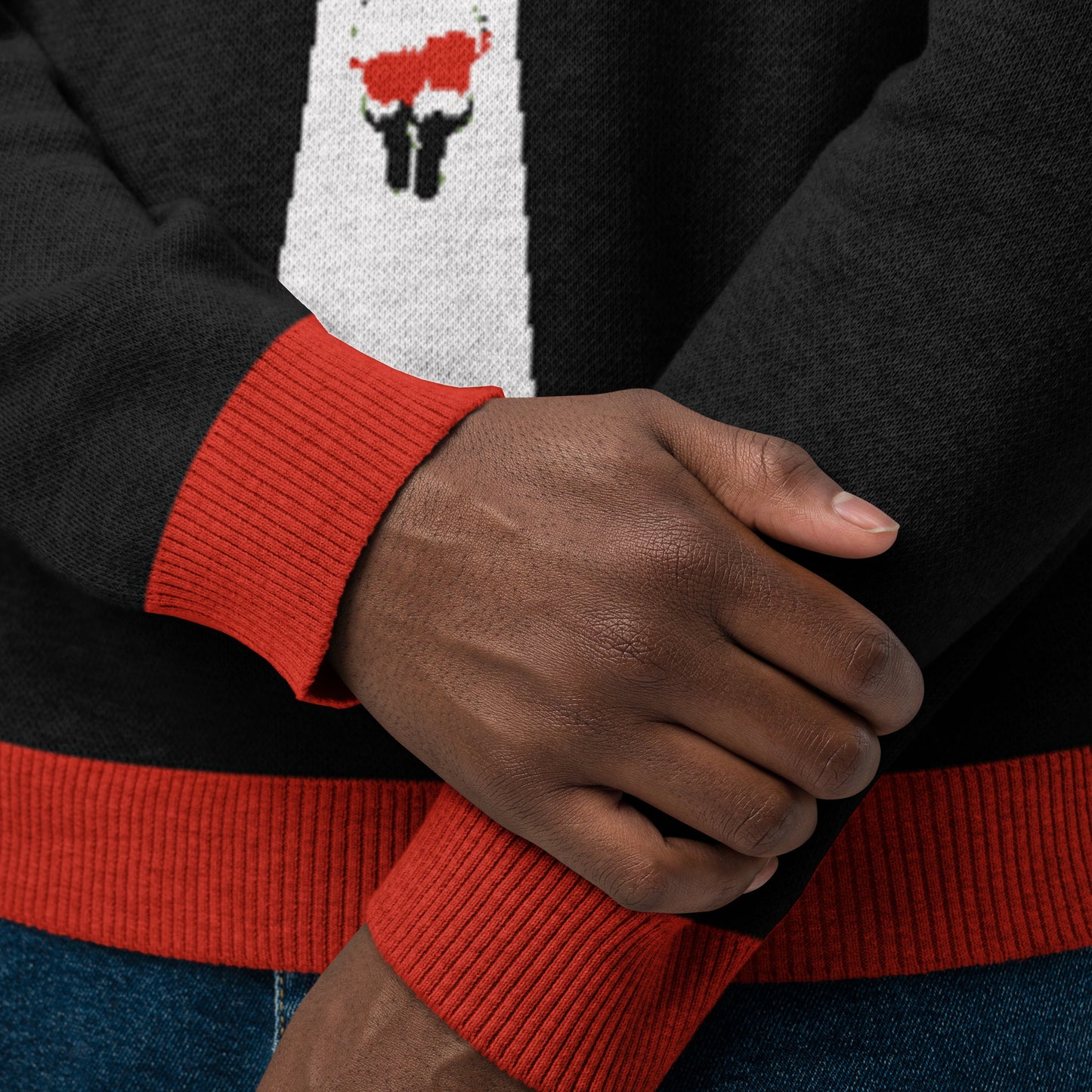Ugly Christmas Sweater - Santa's Alien Abduction (Black and Red)