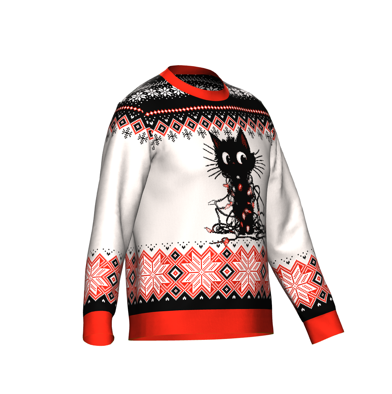 Ugly Christmas Sweater - Curious Black Kitty