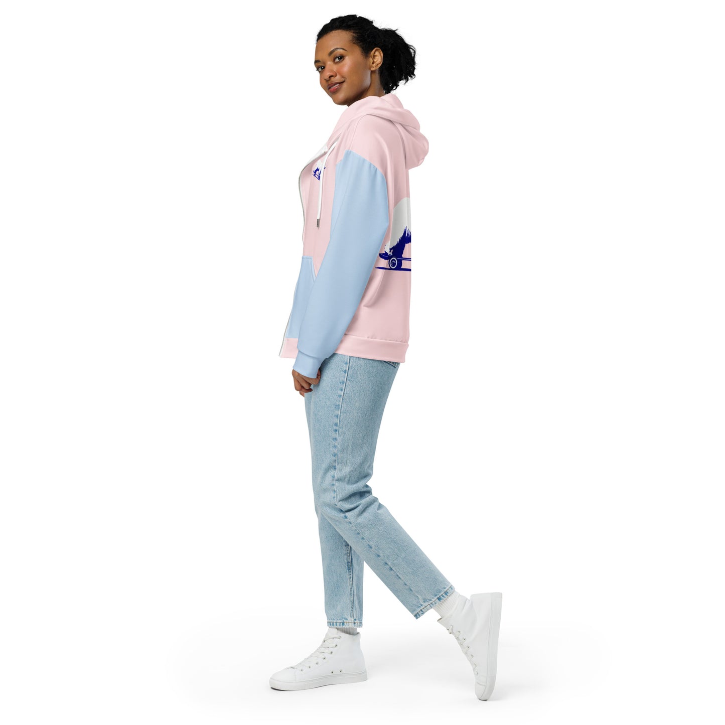 Polar Bear on a Skateboard - zip hoodie (unisex)