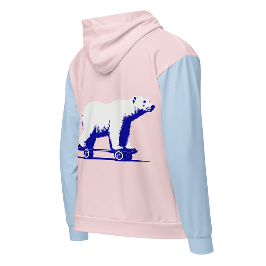 Polar Bear on a Skateboard - zip hoodie (unisex)