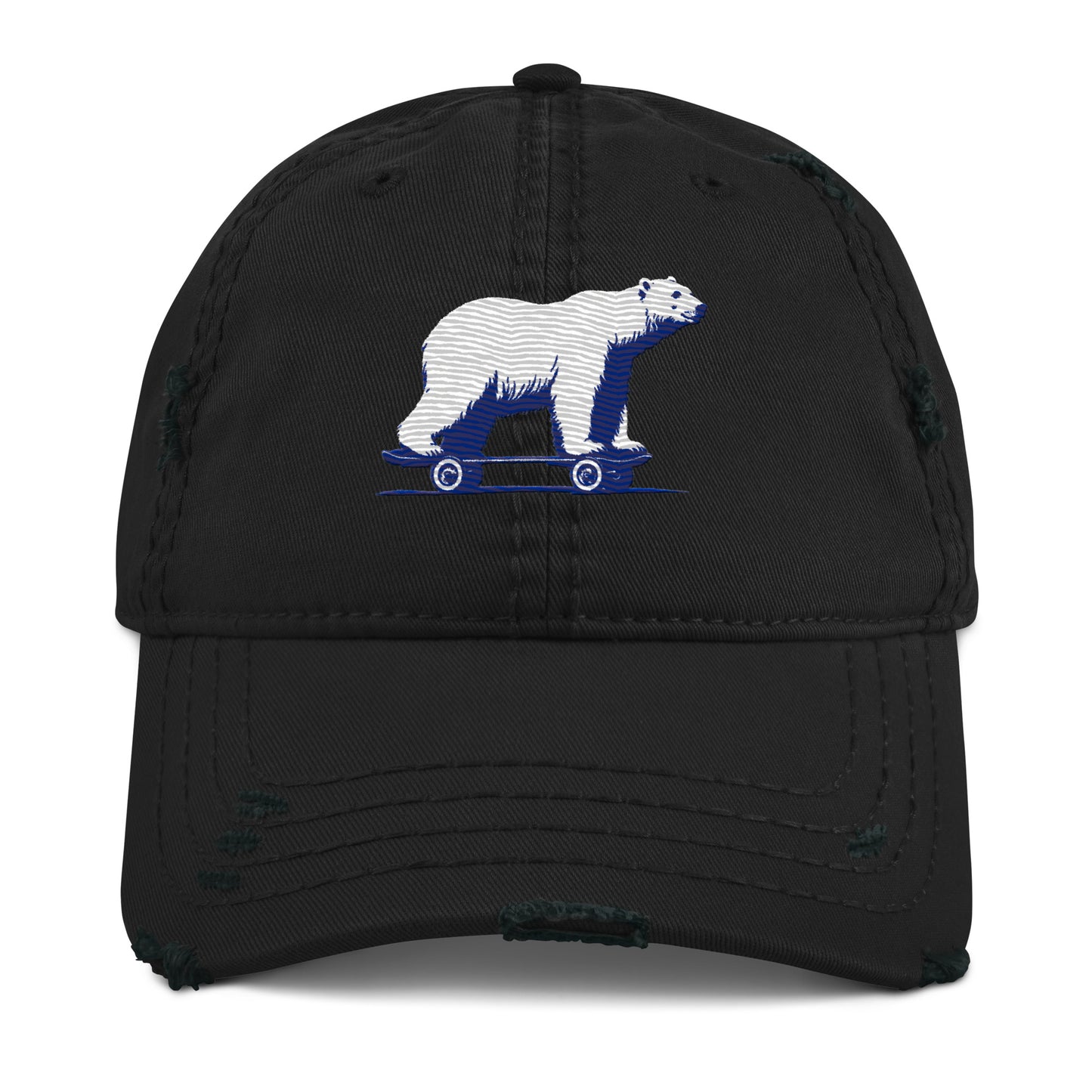 Polar Bear on a Skateboard - Distressed Hat