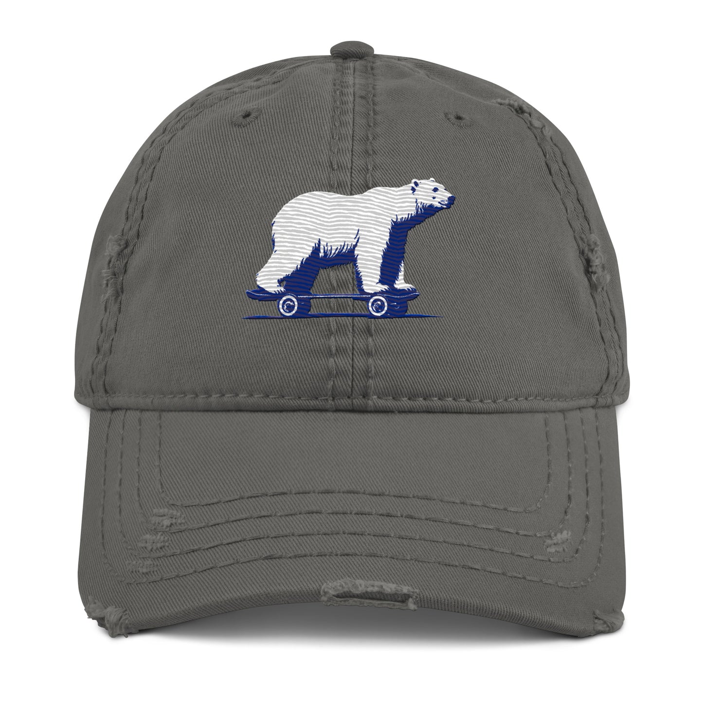 Polar Bear on a Skateboard - Distressed Hat