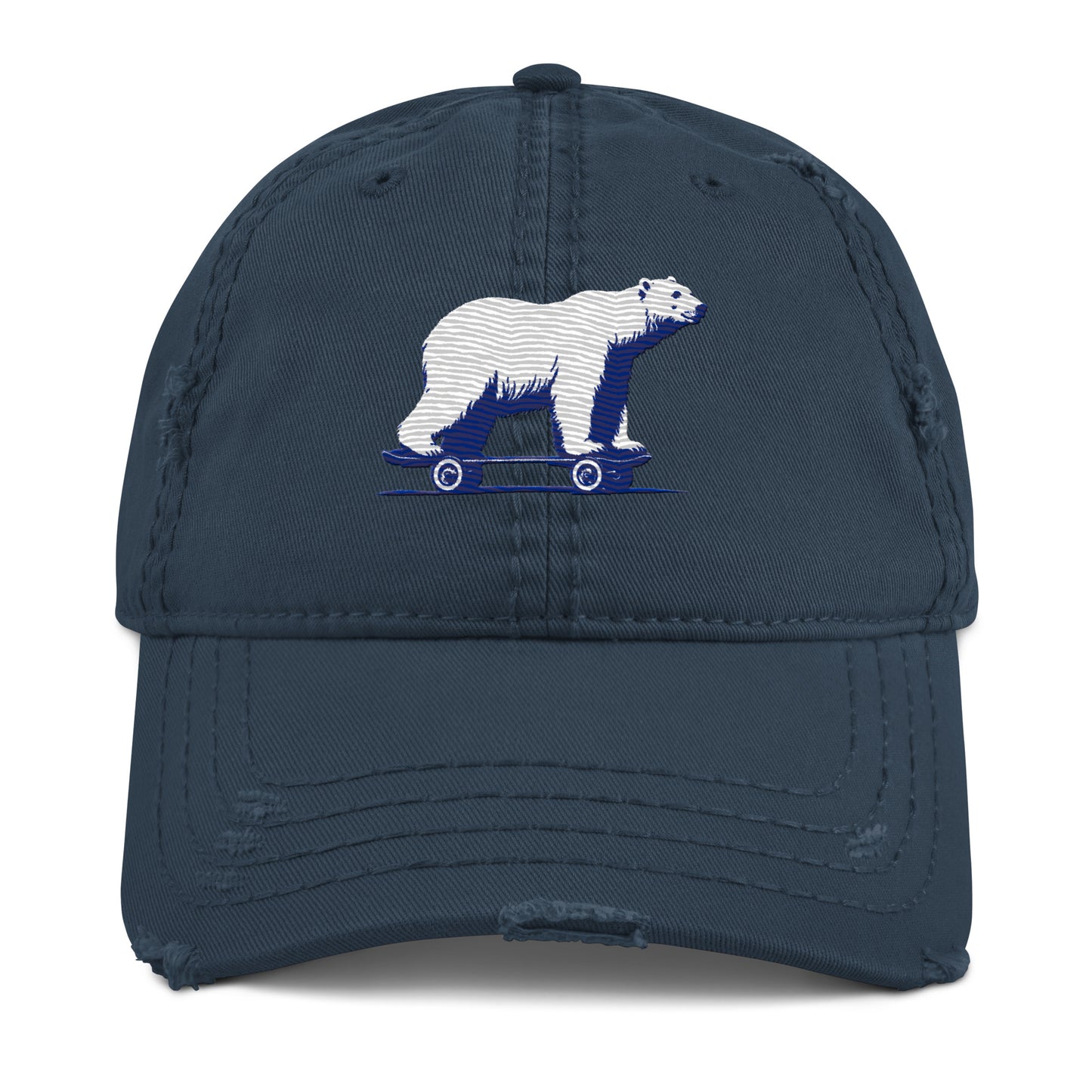 Polar Bear on a Skateboard - Distressed Hat