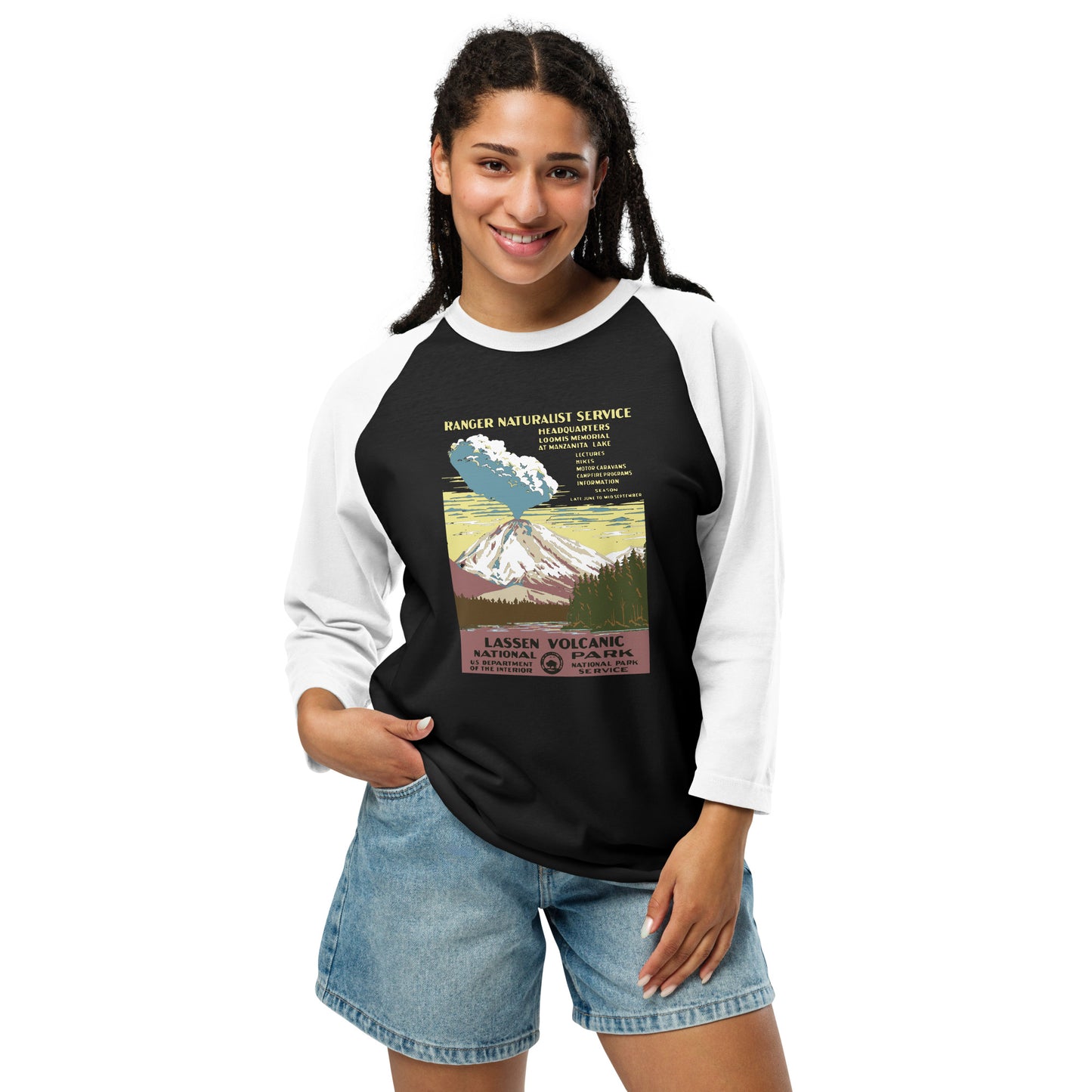 WPA National Park Collection - Lassen Volcanic National Park - 3/4 sleeve raglan shirt