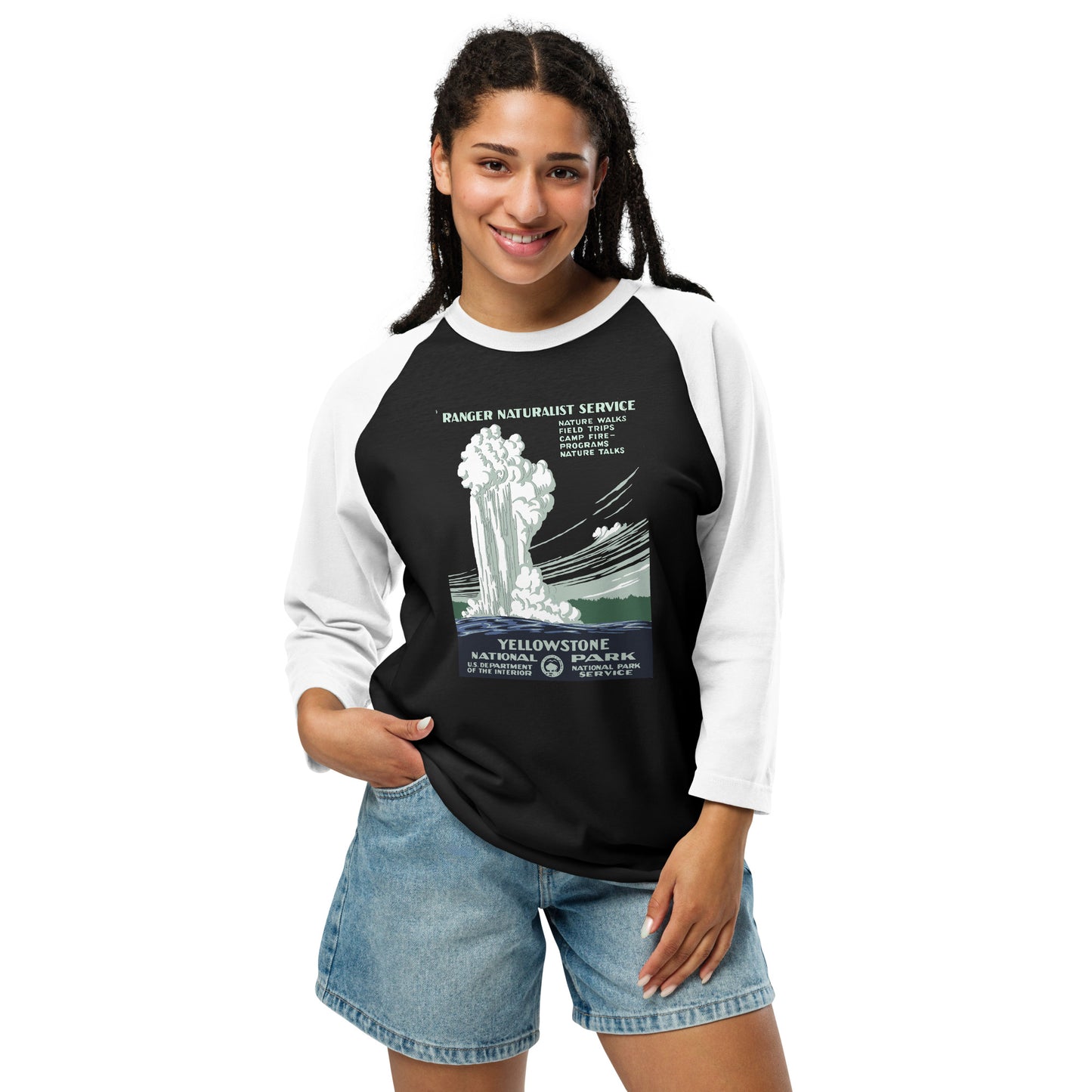 WPA National Park Collection - Yellowstone National Park - 3/4 sleeve raglan shirt