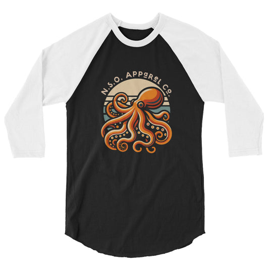 Awesome Orange Octopus No. 2 - 3/4 sleeve raglan shirt