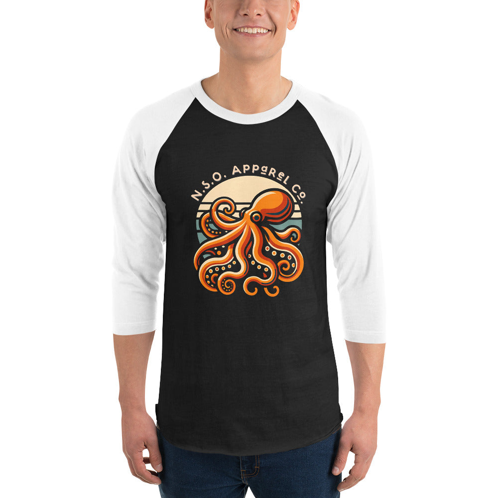 Awesome Orange Octopus No. 2 - 3/4 sleeve raglan shirt