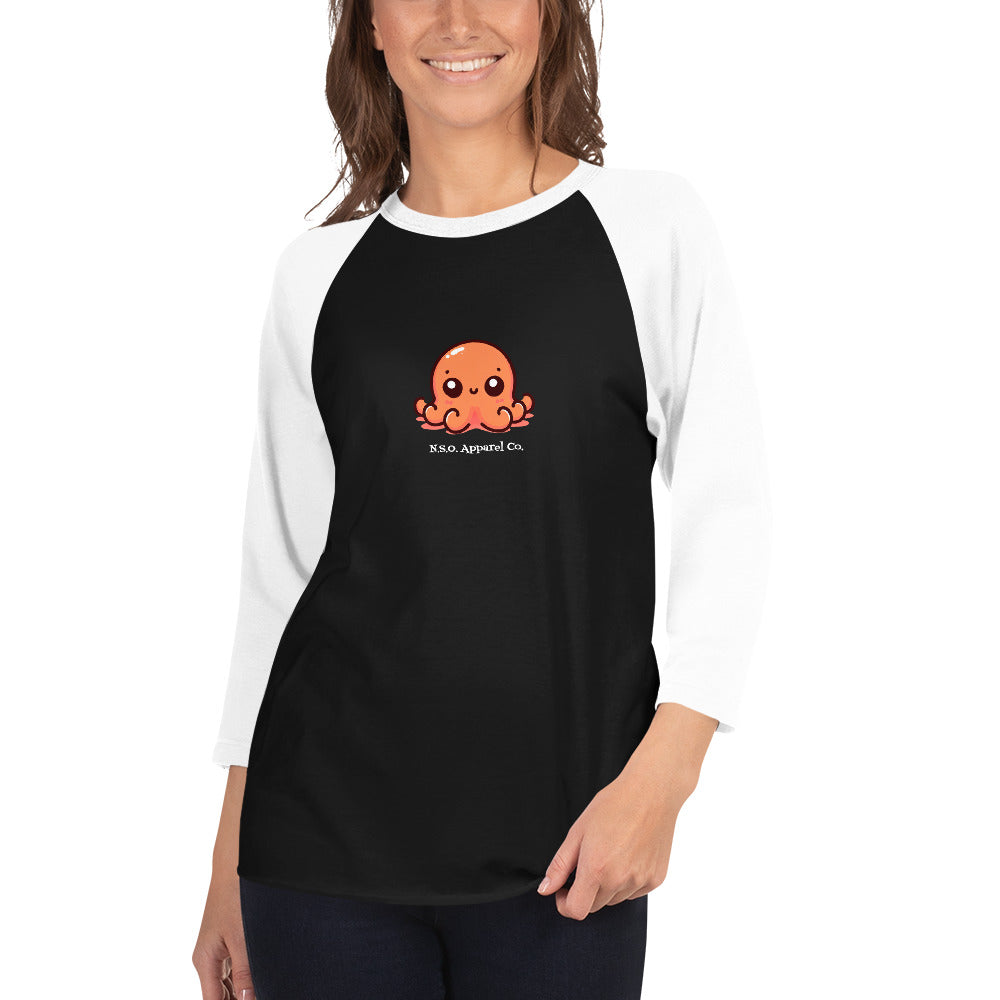 Awesome Orange Octopus No. 5 - 3/4 sleeve raglan shirt