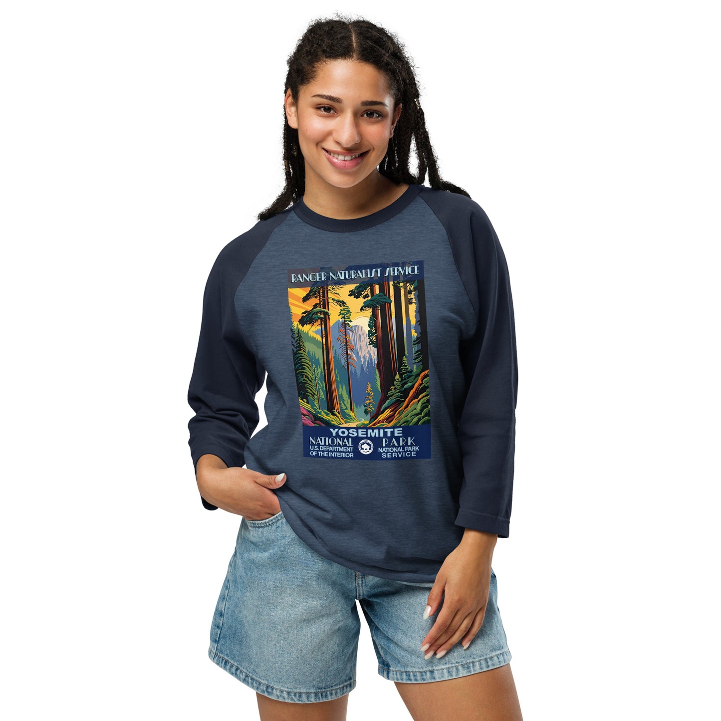 WPA National Park Collection - Yosemite National Park - 3/4 sleeve raglan shirt