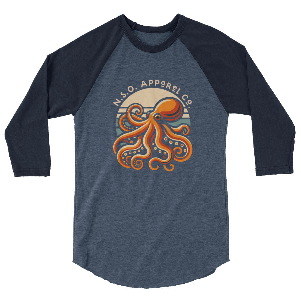 Awesome Orange Octopus No. 2 - 3/4 sleeve raglan shirt