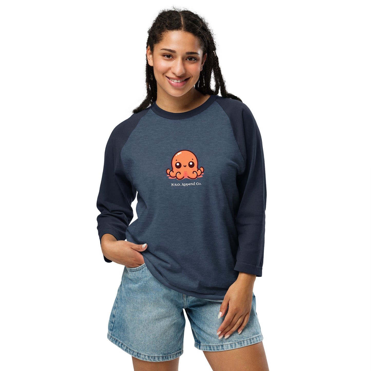 Awesome Orange Octopus No. 5 - 3/4 sleeve raglan shirt