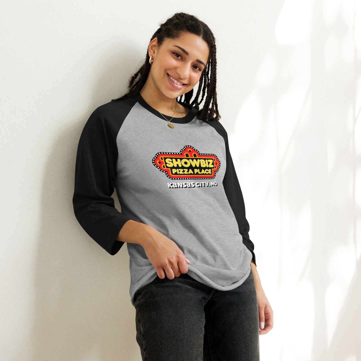 Forgotten Brands - Showbiz Pizza Place - 3/4 sleeve raglan shirt