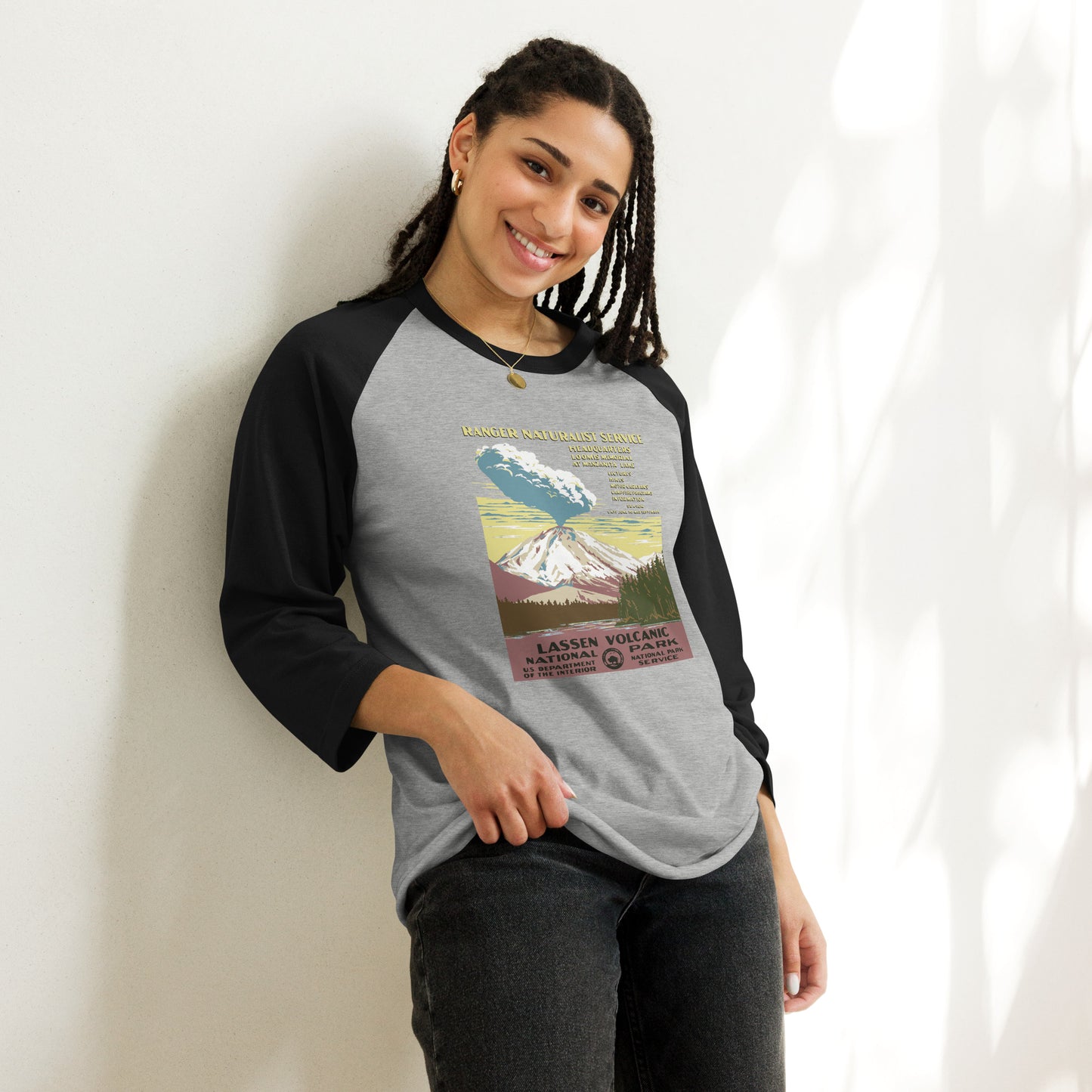 WPA National Park Collection - Lassen Volcanic National Park - 3/4 sleeve raglan shirt