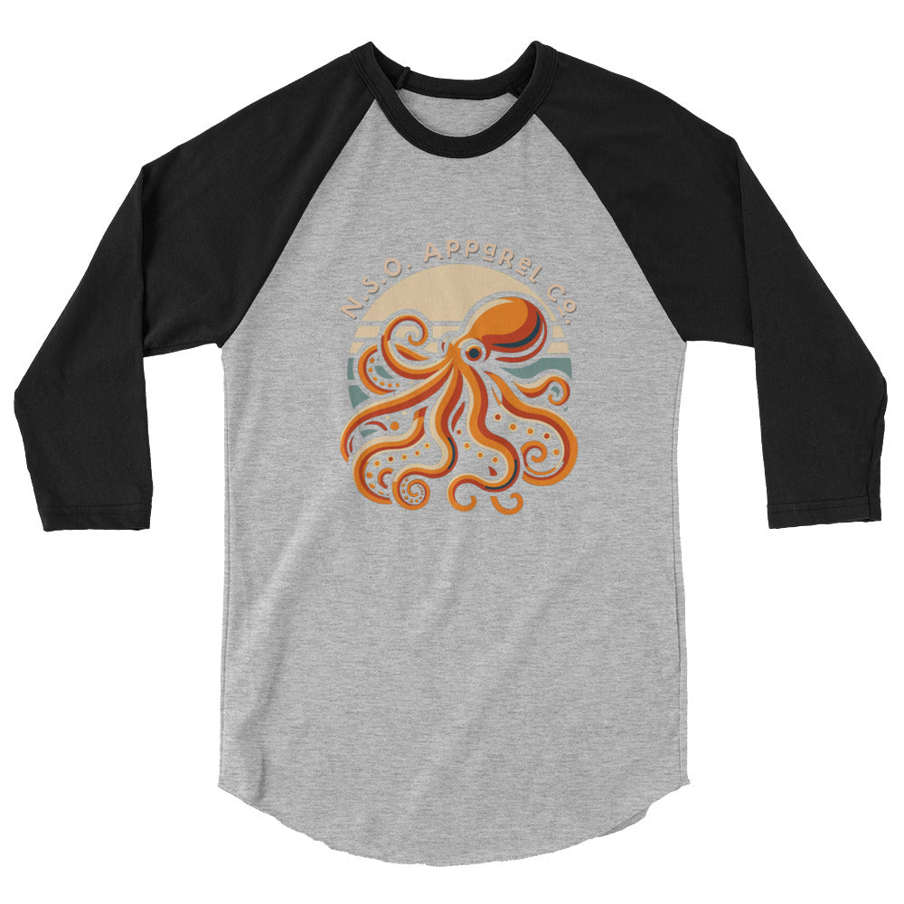 Awesome Orange Octopus No. 2 - 3/4 sleeve raglan shirt