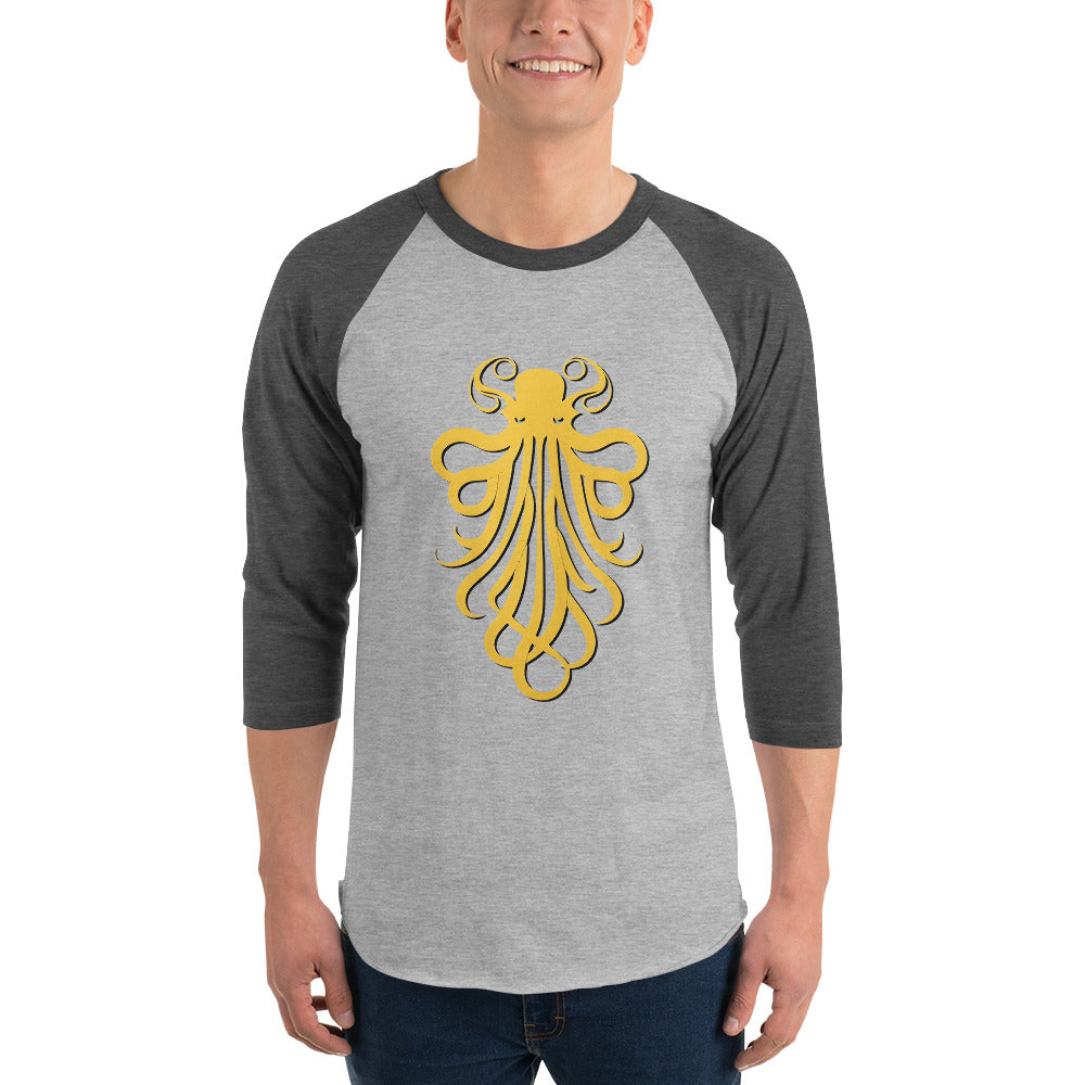 Awesome Orange Octopus No. 4 - 3/4 sleeve raglan