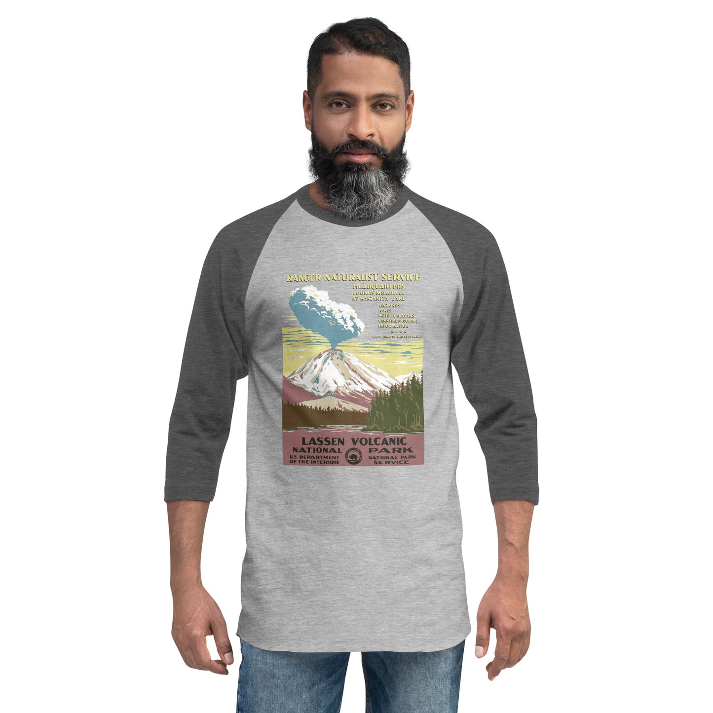 WPA National Park Collection - Lassen Volcanic National Park - 3/4 sleeve raglan shirt