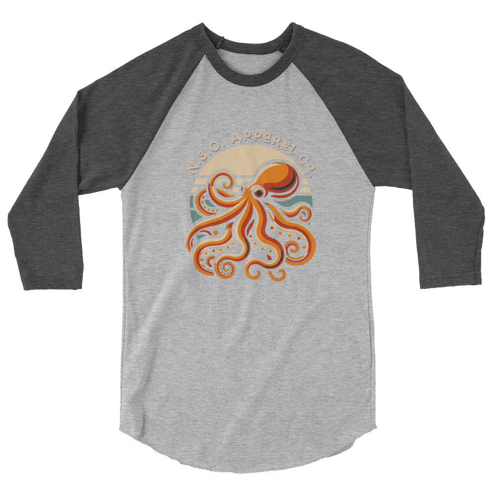 Awesome Orange Octopus No. 2 - 3/4 sleeve raglan shirt