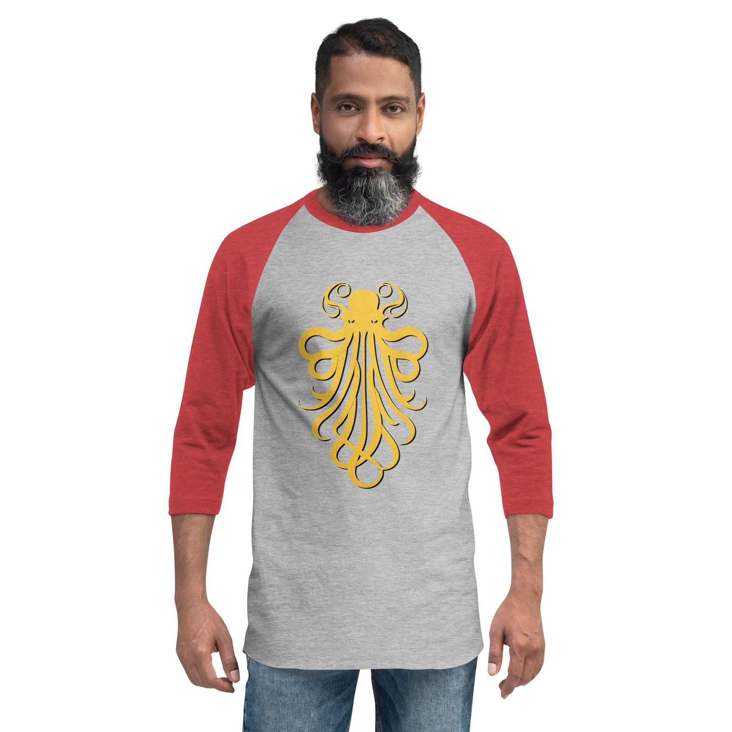 Awesome Orange Octopus No. 4 - 3/4 sleeve raglan