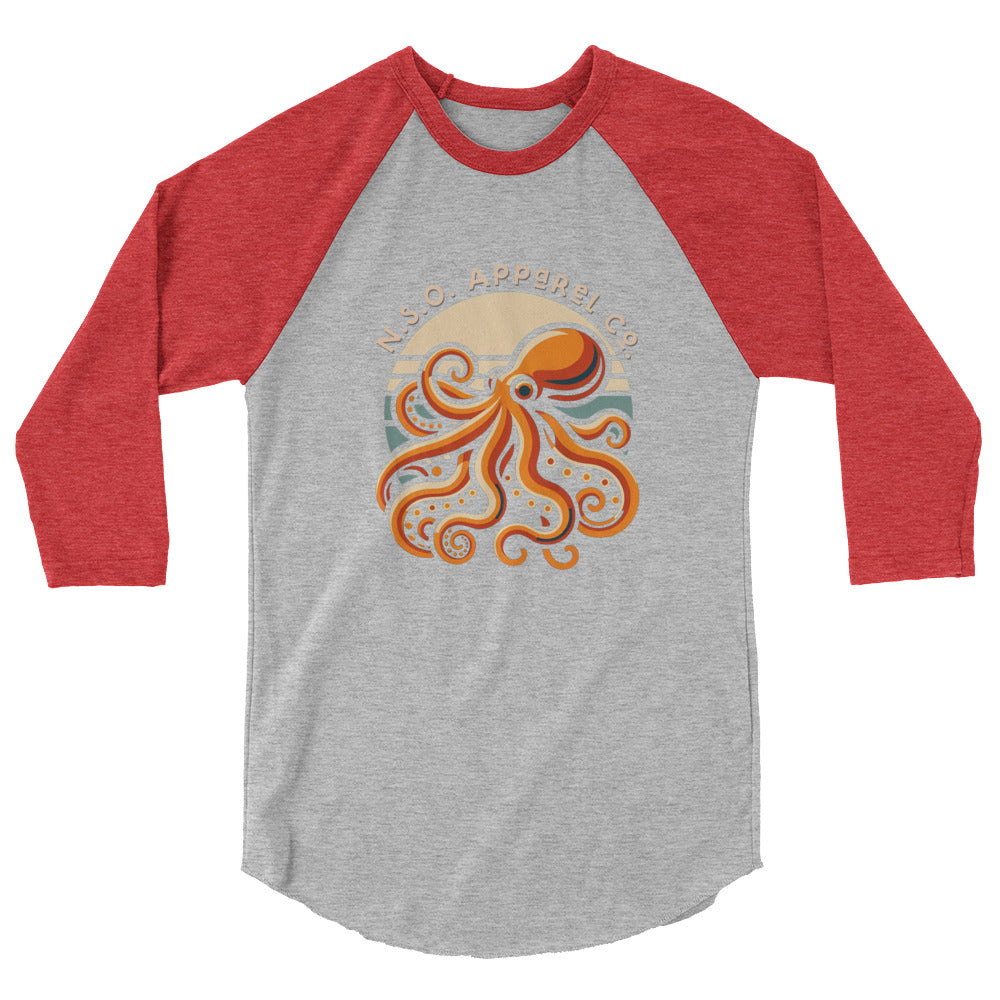 Awesome Orange Octopus No. 2 - 3/4 sleeve raglan shirt