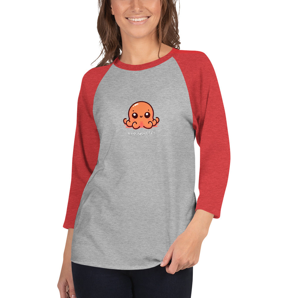 Awesome Orange Octopus No. 5 - 3/4 sleeve raglan shirt