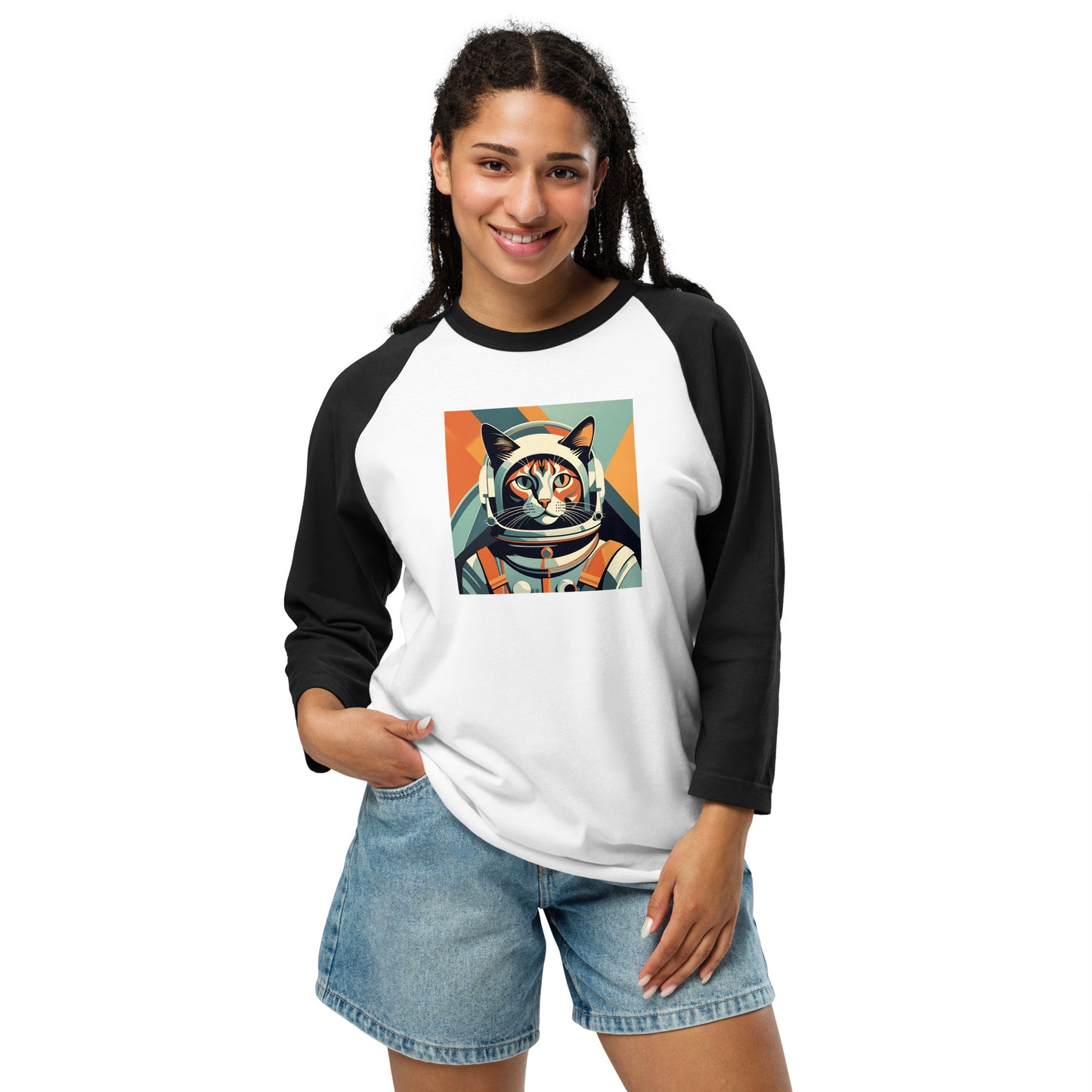 Astro-Kitty - 3/4 sleeve raglan shirt