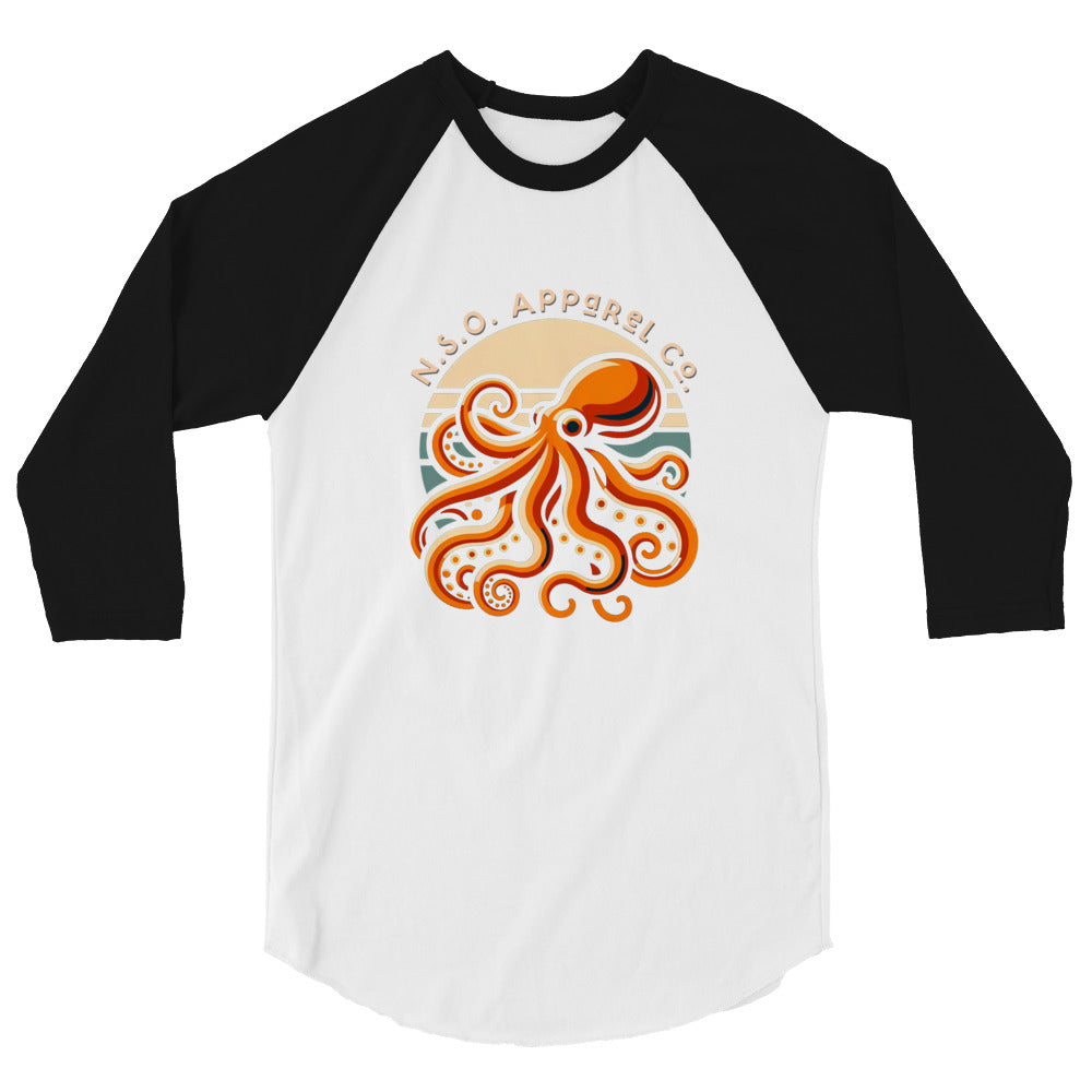 Awesome Orange Octopus No. 2 - 3/4 sleeve raglan shirt