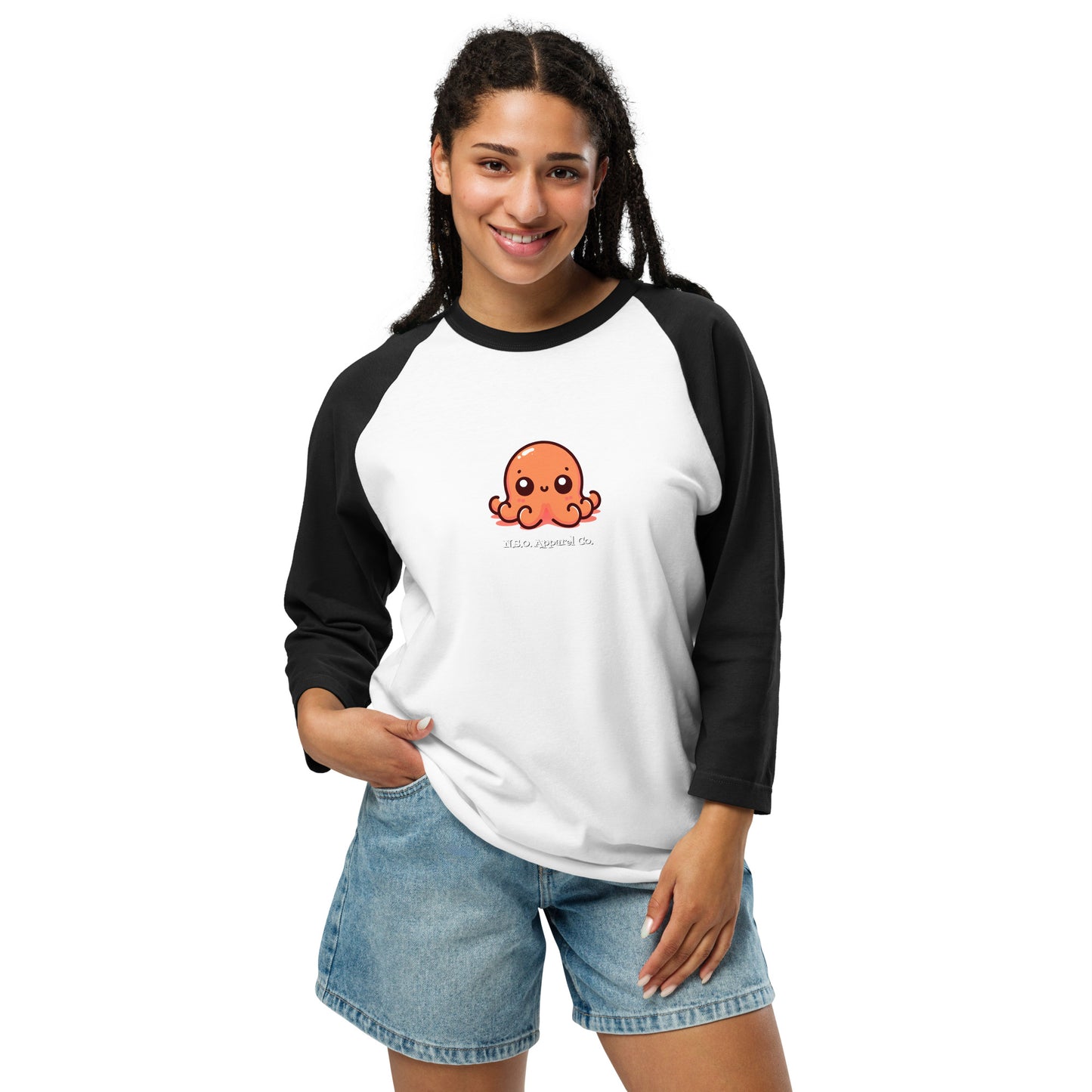 Awesome Orange Octopus No. 5 - 3/4 sleeve raglan shirt