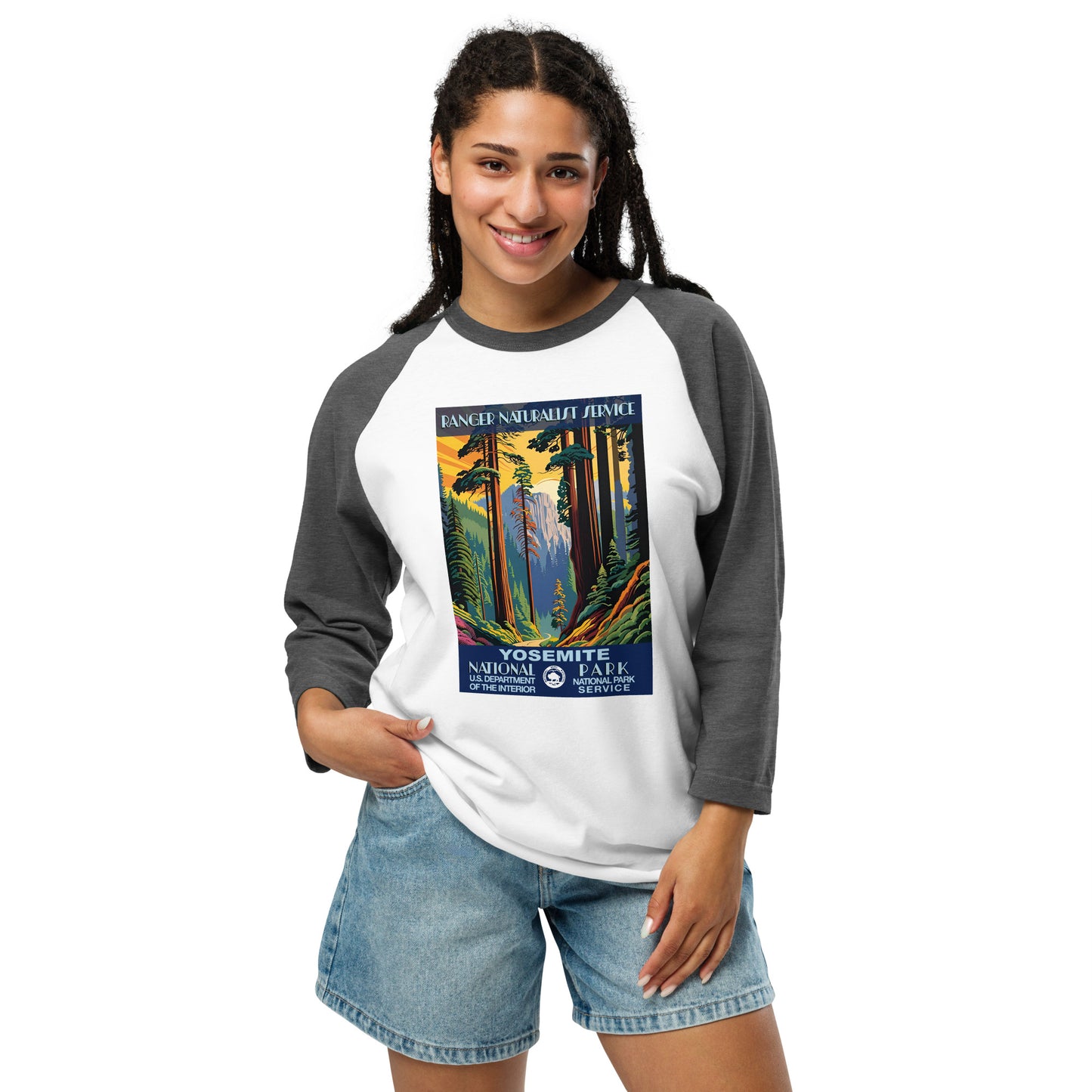 WPA National Park Collection - Yosemite National Park - 3/4 sleeve raglan shirt