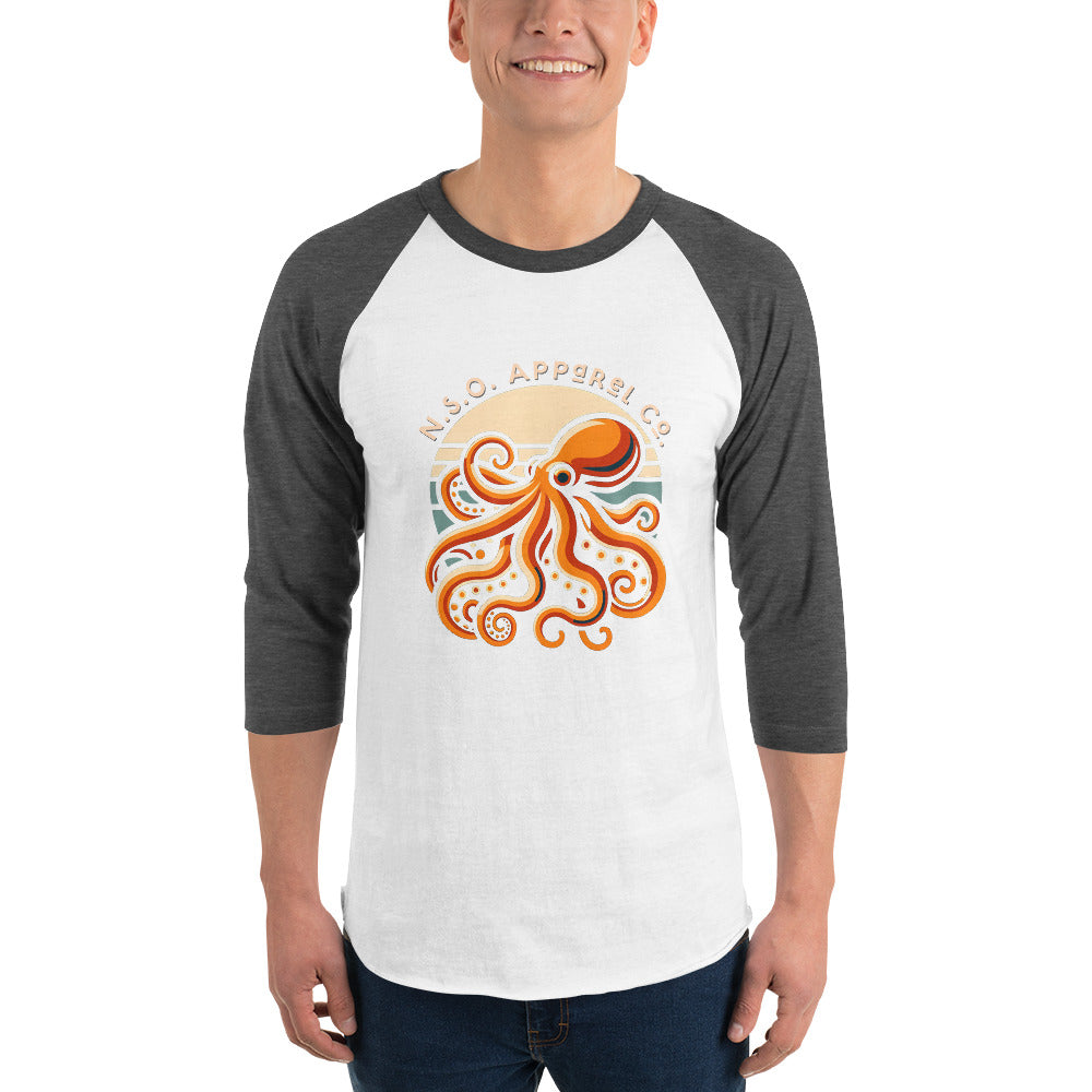 Awesome Orange Octopus No. 2 - 3/4 sleeve raglan shirt