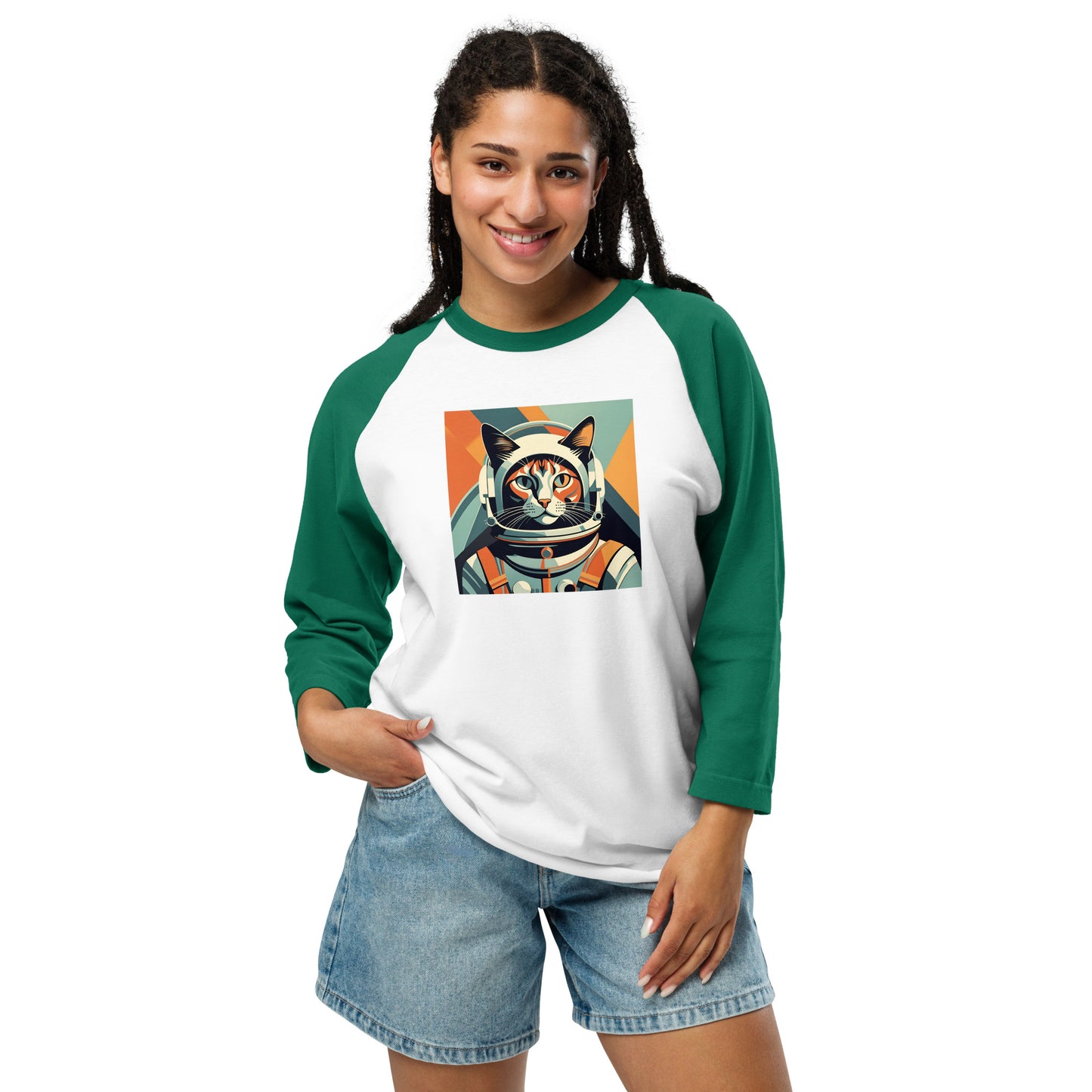 Astro-Kitty - 3/4 sleeve raglan shirt