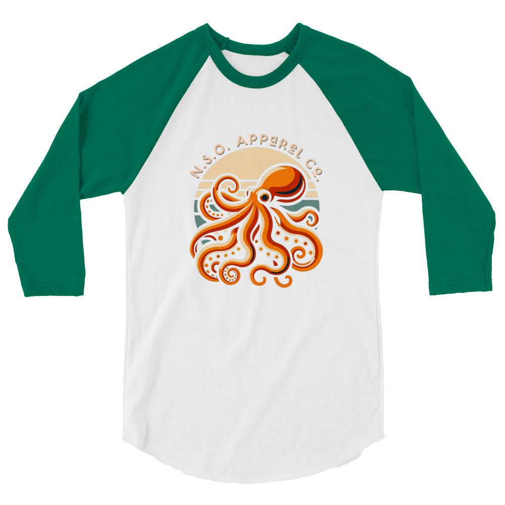 Awesome Orange Octopus No. 2 - 3/4 sleeve raglan shirt