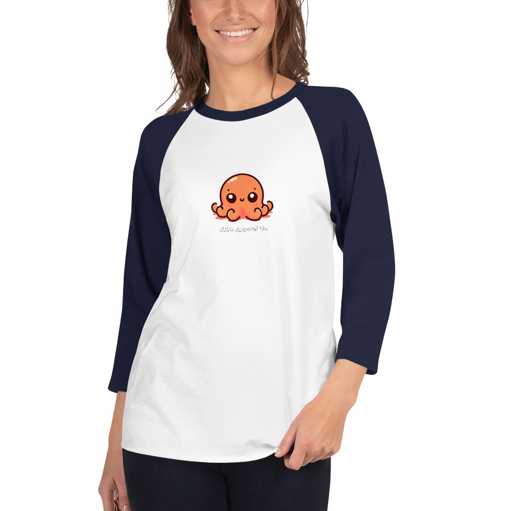 Awesome Orange Octopus No. 5 - 3/4 sleeve raglan shirt