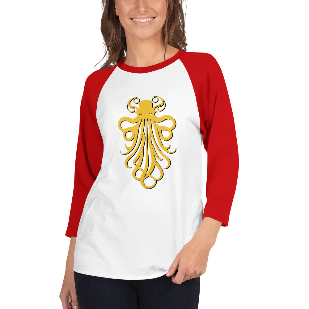 Awesome Orange Octopus No. 4 - 3/4 sleeve raglan