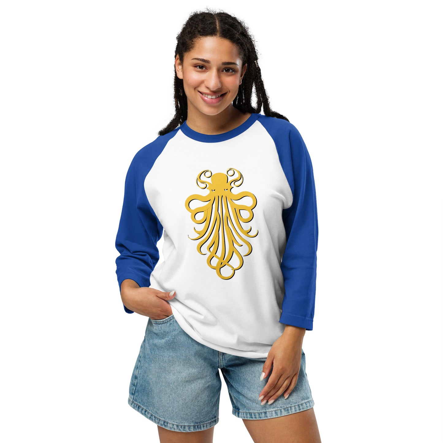 Awesome Orange Octopus No. 4 - 3/4 sleeve raglan