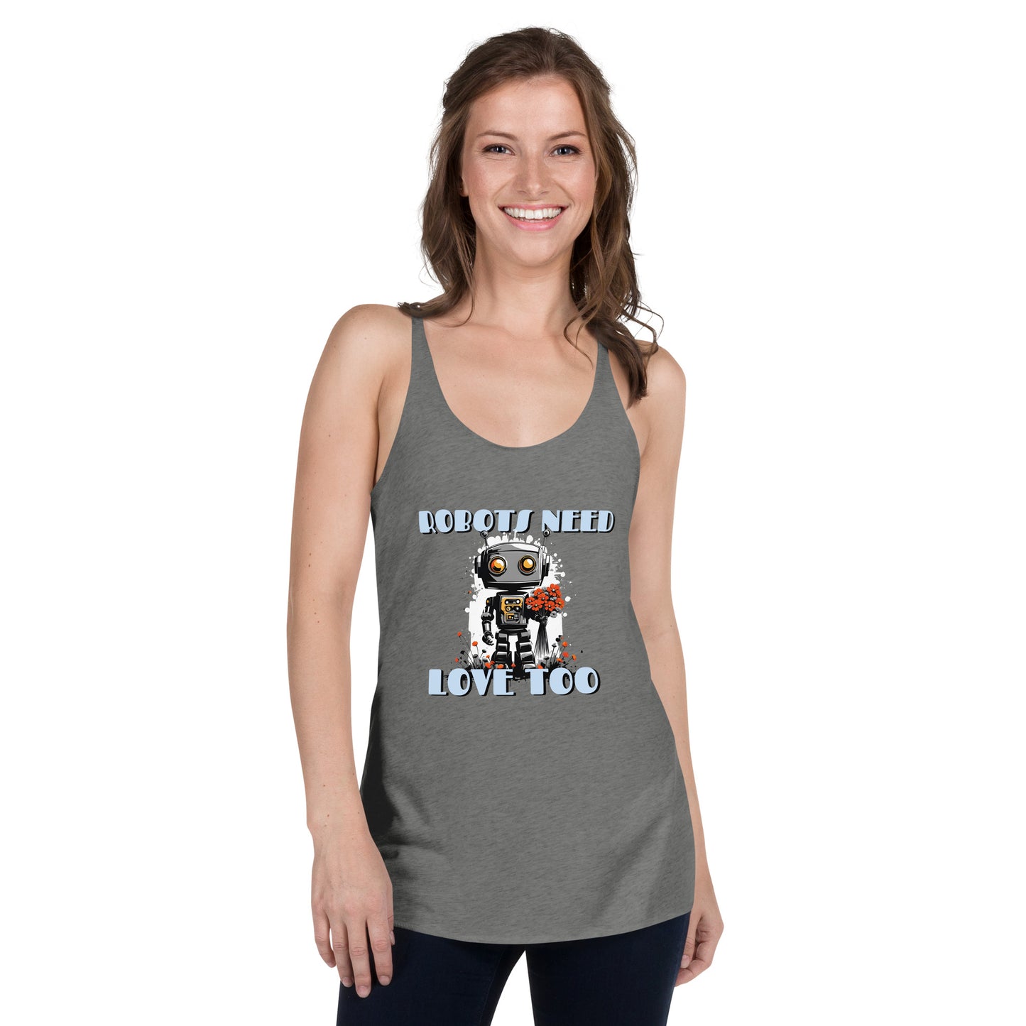 Robots Need Love Too No. 2 - Women's Racerback Tank