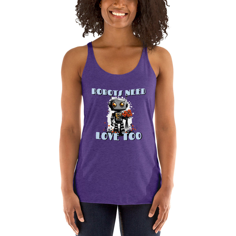 Robots Need Love Too No. 2 - Women's Racerback Tank