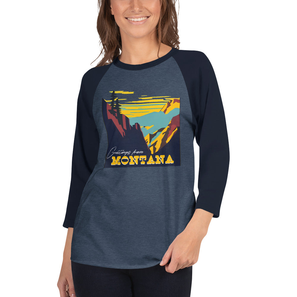 Greetings From Montana - 3/4 sleeve raglan (unisex)